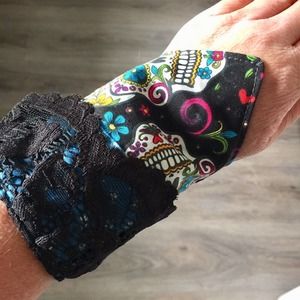 Handmade gothic witchy fabric cuff bracelet